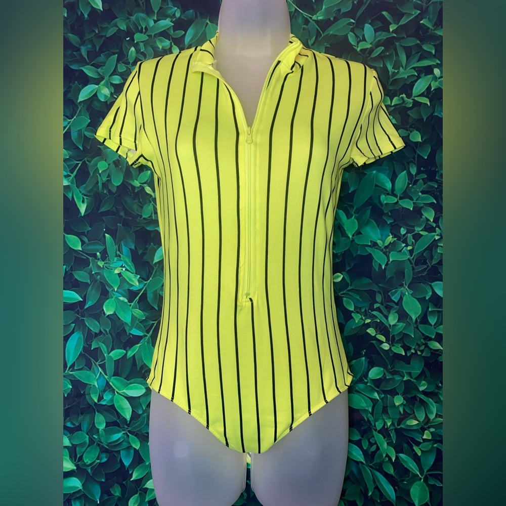 Yellow striped bodysuit
